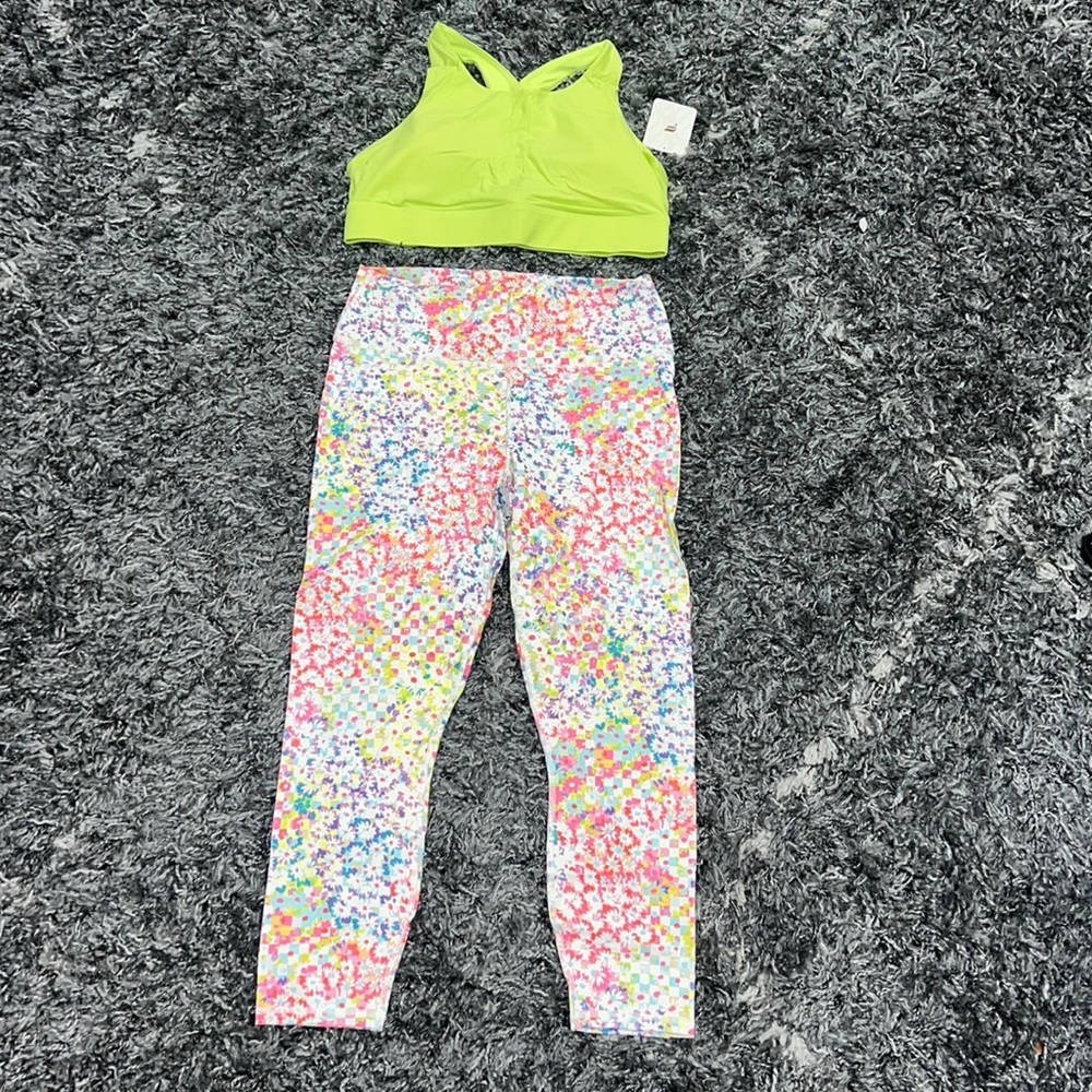 Fabletics no bounce high impact sport bra & the define high waisted 7/8 size L